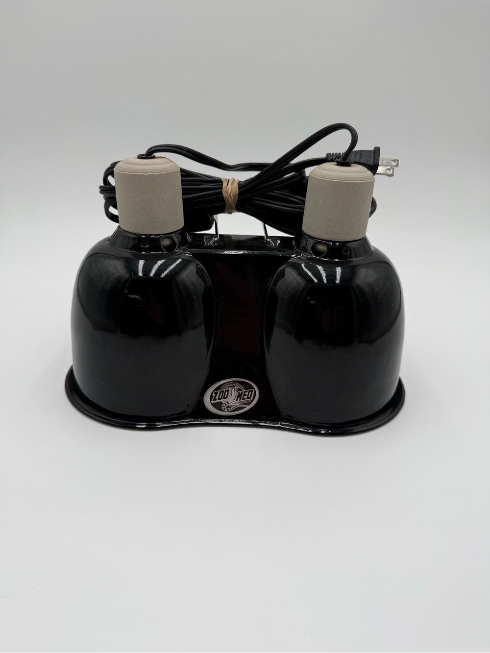 Zoo Med LF-19 Dual Dome Reptile Heat Lamp Fixture w/ Bulbs 200W Tested